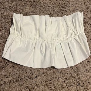 White strapless bow crop top